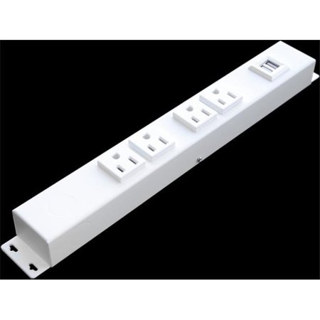 X1 X1 HU104W1 12 in. 4 Outlet Hardwired Plug Strip; USB; White HU104W1